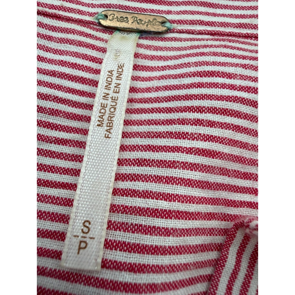 Free People Long Sleeve Tunic Shirt Dress Red Size S Old Money Picnic Americana - Picture 12 of 16